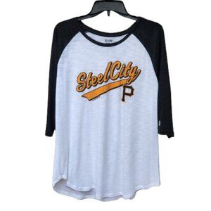 Tailgate 3/4 Raglan Sleeve Sports Tee Steel City NWT Black White